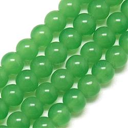 Chapelets de perles en verre imitation jade, ronde, vert de mer moyen, 8mm, Trou: 1mm, Environ 40 pcs/chapelet, 11~12 pouce