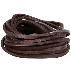 Gorgecraft Flat Cowhide Leather Cord, for Jewelry Making, Coconut Brown, 7x4mm