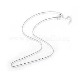 Messing runde Schlangenketten Halskette machen, Platin Farbe, 17.72~18.11 Zoll (45~46 cm), 1 mm