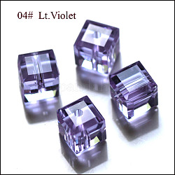 Perles d'imitation cristal autrichien, grade AAA, facette, cube, lilas, 8x8x8 mm (taille dans la plage d'erreur de 0.5~1 mm), Trou: 0.9~1.6mm
