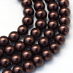 Cottura dipinto di perle di vetro perlato fili di perline rotondo, sella marrone, 10~11mm, Foro: 1.5 mm, circa 85pcs/filo, 31.4 pollice1.5mm