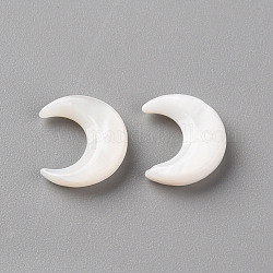 Perles de coquillage blanc naturel, pas de trous / non percés, lune, 10x8x2mm
