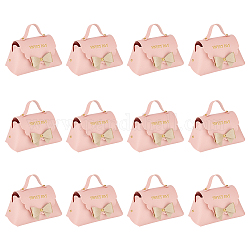 FINGERINSPIRE 12 Pack Leather Bowknot Gift Boxes with Handle 5.1x2.7x3.15 inch Pink PU Leather Mini Handbag Candy Gift Box Reusable Party Favor Candy Boxes for Wedding Birthday Shower Valentines's Day