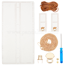 Chgcraft1セットpuレザーバックパックメイキングキットdiy編み手作り長方形バッグセット財布作り材料バッグパーツスクリュードライバーとハンドバッグショルダーバッグ用レザーワックスコード  ホワイト