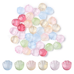 35 pz di perle di vetro dipinte a spruzzo trasparente, orso artiglio stampa, colore misto, 14x14x7mm, Foro: 1 mm