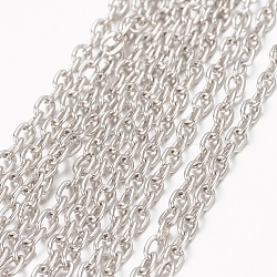 Iron Cable Chains, Unwelded, with Spool, Oval, Platinum, 3x2mm, about 305.11 Feet(93m)/roll
