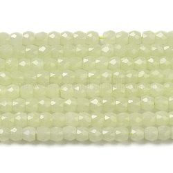 Fili sintetici perline di pietra luminosa, sfaccettato, tondo, si illuminano al buio, verde giallo, 4x3.5mm, Foro: 0.7 mm, circa 102pcs/filo, 14.37 pollice (36.5 cm)