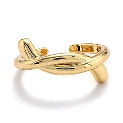 Anelli gemelli in ottone, anelli aperti, nodo, vero placcato oro 18k, misura degli stati uniti 7 1/4 (17.5mm)