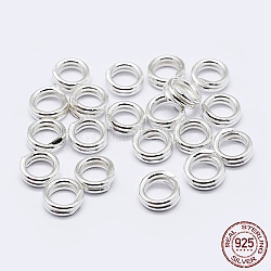 925 geteilte Biegeringe aus Sterlingsilber, Doppel-Loop-Ringe springen, runde Ringe, Silber, 8x1.5 mm, Innendurchmesser: 7 mm