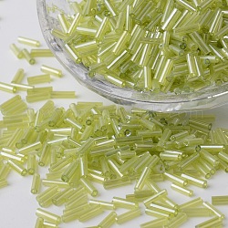 Transparente farben perlglanz plattierte glasperlen, Rundloch, Olive, 6~7x1.5~2 mm, Bohrung: 0.5 mm, ca. 12500 Stk. / Beutel