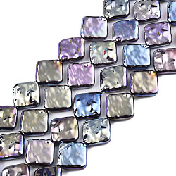 Fili di perle di plastica imitazione perla abs, ab colore placcato, rombo, nero, 13x13x3.5mm, Foro: 0.9 mm, circa 31pcs/filo, 15.55 pollice (39.5 cm)