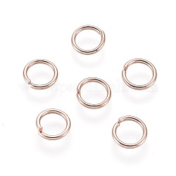 304 из нержавеющей стали открыты кольца прыжок, розовое золото , 20 датчик, 6x0.8 мм, Внутренний диаметр: 4.5 мм