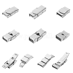 Unicraftale Rectangle 304 Stainless Steel Watch Band Clasps, Stainless Steel Color, 25~42x11~17x6~8mm, Hole: 2~3x8~14mm, 10sets/box