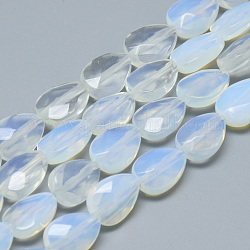 Filamenti di perline Opalite, sfaccettato, lacrima, 11x8x4~5mm, Foro: 1 mm, circa 18pcs/filo, 7.8 pollice
