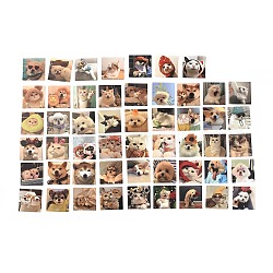 52 個 52 スタイル pvc プラスチック動物漫画ステッカー セット  DIYスクラップブッキング用粘着デカール  フォトアルバムの装飾  犬の模様  44.5x44.5x0.2mm  1個/スタイル