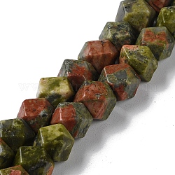 Natürliche Unakit-Perlenstränge im Sternschliff, facettiert, 7~8.5x7~8.5x7~8.5 mm, Bohrung: 1.2 mm, ca. 25~26 Stk. / Strang, 8.39''~8.62'' (21.3~21.9 cm)