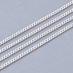Латунные цепи с краской, с катушкой, пайки, цветочный белый, 1.7x1.2x0.3 мм, Около 100 ярдов / рулон