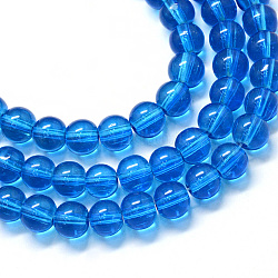 Выпечки окрашенные прозрачные стеклянные нити круглый шарик, королевский синий, 6.5 мм, отверстие : 1.5 мм, около 145 шт / нитка, 31.8 дюйм