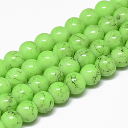 Spray Painted Glass Bead Strands, Round, Lawn Green, 16mm, Hole: 1.3~1.6mm, about 50pcs/strand, 31.4inch
