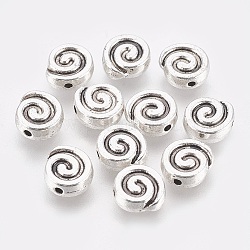 Perles en alliage de style tibétain, argent antique, sans plomb et sans cadmium, 9x8x3.5mm, Trou: 2mm