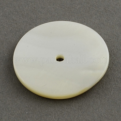 Natural Sea Shell Beads, Disc/Flat Round, Heishi Beads, Seashell Color, 6x1mm, Hole: 1mm