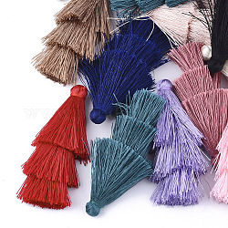 Décorations de gros pendentif pompon en polyester, couleur mixte, 65~72x25~28mm