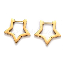 304 серьги-кольца в форме звезды из нержавеющей стали, золотые, 20x21x3 мм, штифты : 1 мм