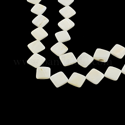 Rhombus Natural Sea Shell Beads Strands, 10~12x10~12x2.5~3mm, Hole: 1mm, about 38pcs/strand, 15.3 inch