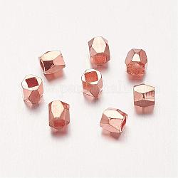 Alloy Spacer Beads, Faceted, Column, Rose Gold, 3x3mm, Hole: 1.5mm