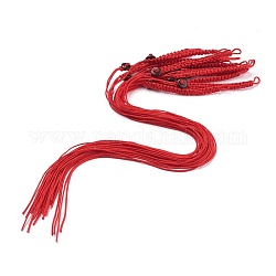 Teléfono móvil de nylon poliéster que hace el lazo del cordón, con abalorios de coco, rojo, 310~330x7x6~6.5 mm, agujero: 3.5~4.5 mm