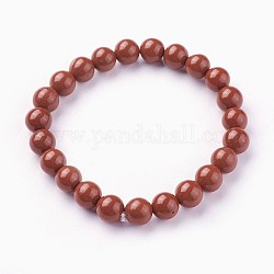Perle di diaspro rosso si estendono bracciali, tondo, 2 pollice ~ 2-1/8 pollici (5.2~5.5 cm), perline: 8~9 mm