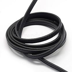 Cuerdas de cuero de imitación planas dobles cosidas, color al azar en la parte posterior, negro, 6.5x2.5mm, alrededor de 1.31 yarda (1.2 m) / hebra