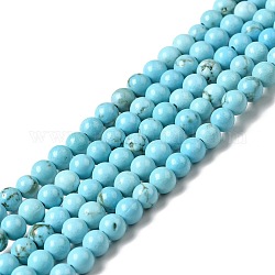 Brins de perles de magnésite naturelle teintes et chauffées, ronde, 4mm, Trou: 0.6mm, Environ 94 pcs/chapelet, 15.35 pouce (39 cm)