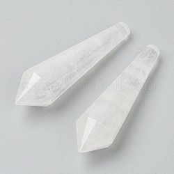 Perline di cristallo di quarzo naturale, pietre curative, bacchetta per terapia di meditazione per il bilanciamento dell'energia reiki, Senza Buco / undrilled, per filo avvolto processo pendente, proiettile, 51.5~56x14.7~16.2mm