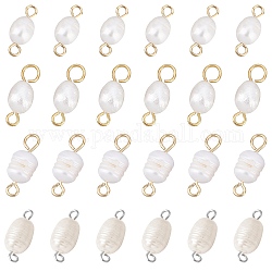 Nbeads 40pcs 4 style perles de culture d'eau douce naturelles liens connecteurs, avec 304 épingle à oeil en acier inoxydable, or, couleur mixte, 10 pièces / style