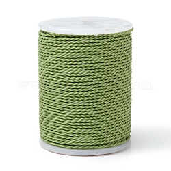 Round Waxed Polyester Cord, Taiwan Waxed Cord, Twisted Cord, Yellow Green, 1mm, about 12.02 yards(11m)/roll