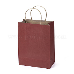 Sacchetti di carta di colore puro, sacchetti regalo, buste della spesa, con maniglie, rettangolo, rosso, 28x21x11cm