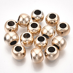 UV Plating ABS Plastic Beads, Round, Rose Gold Plated, 17.5~18x12.5mm, Hole: 9.5mm