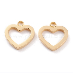 Ion Plating(IP) 304 Stainless Steel Charms, Laser Cut, Heart, Golden, 13x12x1.5mm, Hole: 1.6mm