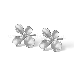Sterling Sliver Stud Earrings for Women, Flower, Silver, 12x10mm