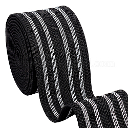 Cordino/fascia elastica in poliestere pandahall elite, accessori per cucire indumenti per tessitura, piatto con motivo a righe, nero, 50mm, circa 2 iarde (1.82 m)/set