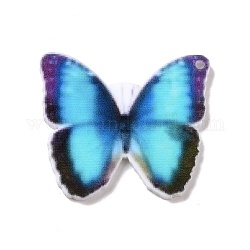 Ciondoli stampati in acrilico opaco, ciondoli a tema animale, fattoria delle farfalle, 28x33x2mm, Foro: 1.6 mm