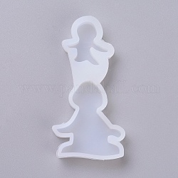 Silicone Molds, Resin Casting Molds, For UV Resin, Epoxy Resin Jewelry Making, Snowman, White, 75x37x8mm