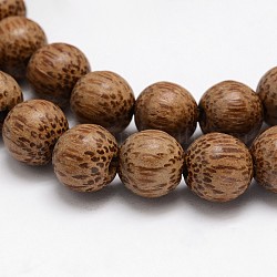 Hebras naturales de perlas de madera de coco, redondo, coco marrón, 11~12x10mm, agujero: 3 mm, aproximamente 70 pcs / cadena, 31.4 pulgada