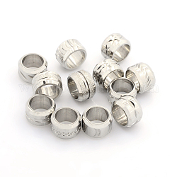304 Edelstahl Mischsäule Stil Perlen mit großem Loch, Edelstahl Farbe, 11x7 mm, Bohrung: 8 mm