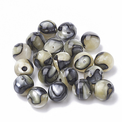 Perle di cellulosa acetato (resina), tondo, kaki scuro, 8mm, Foro: 1.5 mm