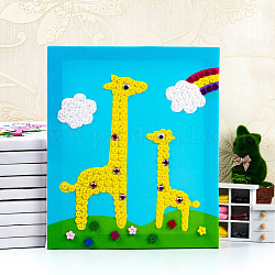 Творческий diy узор жирафа смола пуговица искусство, с холстом, бумагой и деревянной рамкой, Развивающие игрушки для рисования липких игрушек для детей, желтые, 30x25x1.3 см