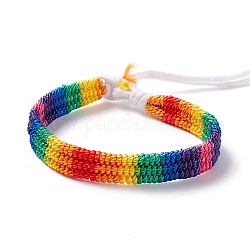 Braccialetto orgoglio arcobaleno, Bracciale in nylon intrecciato per uomo donna, bianco, 7-1/8 pollice (18 cm)