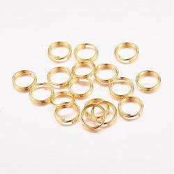Anillos partidos de hierro, anillos de salto de doble bucle, sin plomo y cadmio, dorado, 8x1.4mm, aproximamente 6.6 mm de diámetro interior, aproximamente 7000 unidades / 1000 g