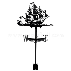 Eisen Display Dekorationen, für Gartendekoration im Freien, Segelboot, Elektrophorese schwarz, 2.35~40.3x1~5.4x0.1~2.2 cm, Bohrung: 7 mm, 7 Stück / Set